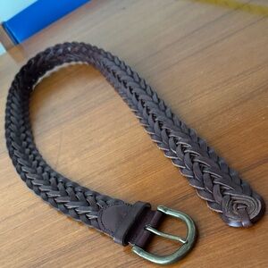 GAP Braided Leather Belt in Dark Brown, L